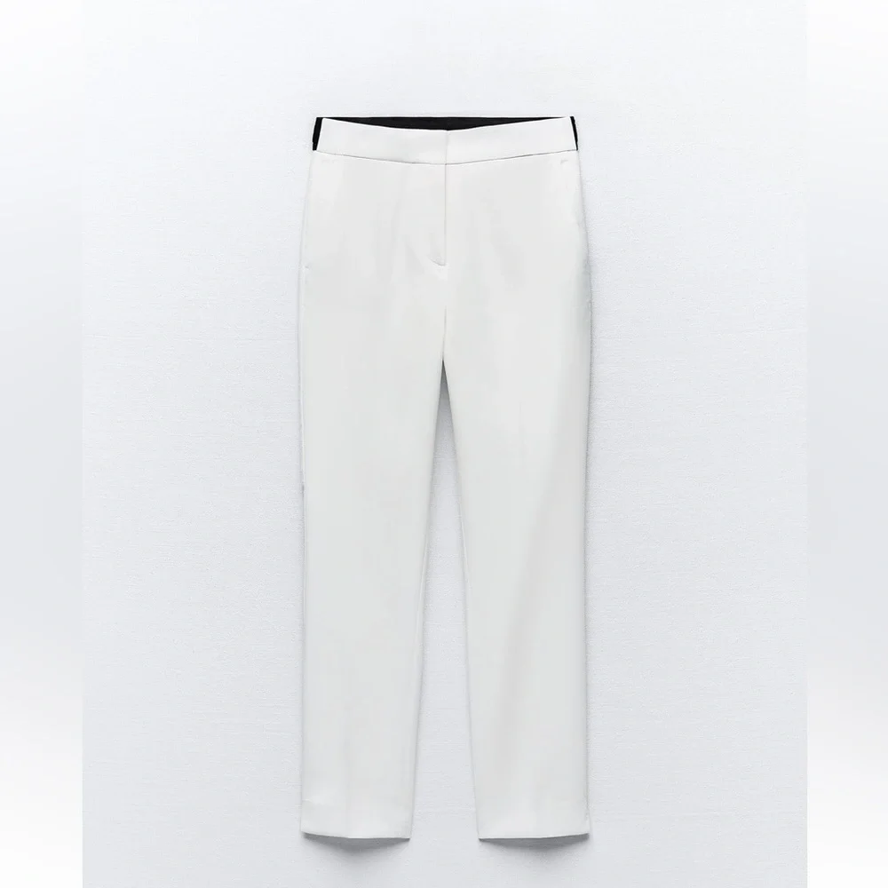 Zara white jogger waist pants with black elastic band - Picture 15 of 16